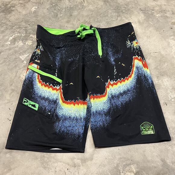 Pelagic Other - PELAGIC Shorts Men's 34 Board Trunks 4Tek Performance Fish Finder Swim Poly